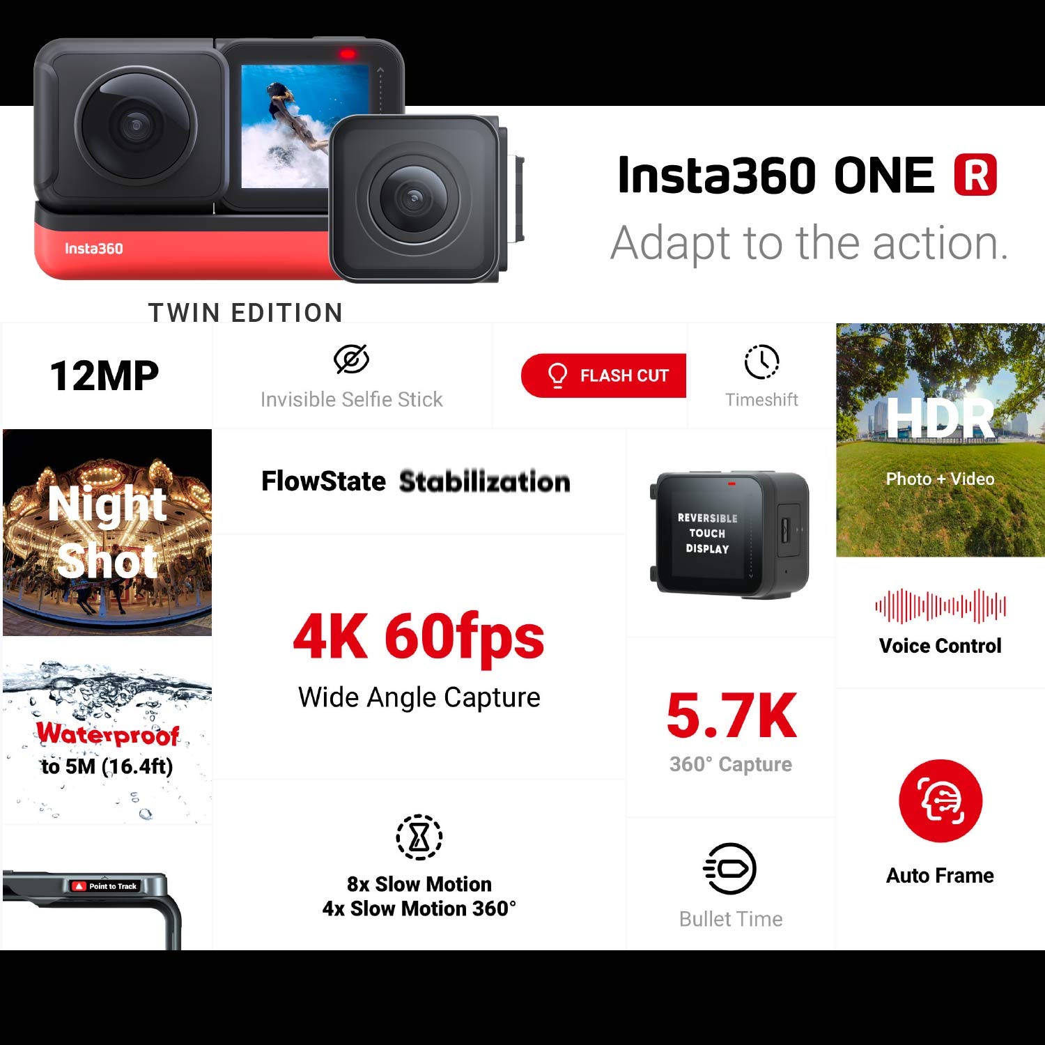 Insta360 ONE R Twin Edition – Câmera 360 com lente dupla Super 5.7 Insta360 ONE R Twin Edition – Câmera 360 com lente dupla Super 5.7